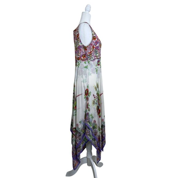 Anthropologie Floral Midi Dress - White and Purple - Picture 3 of 12